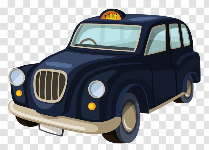London Cartoon Drawing Taxi - Classic Car - Vector Transparent PNG