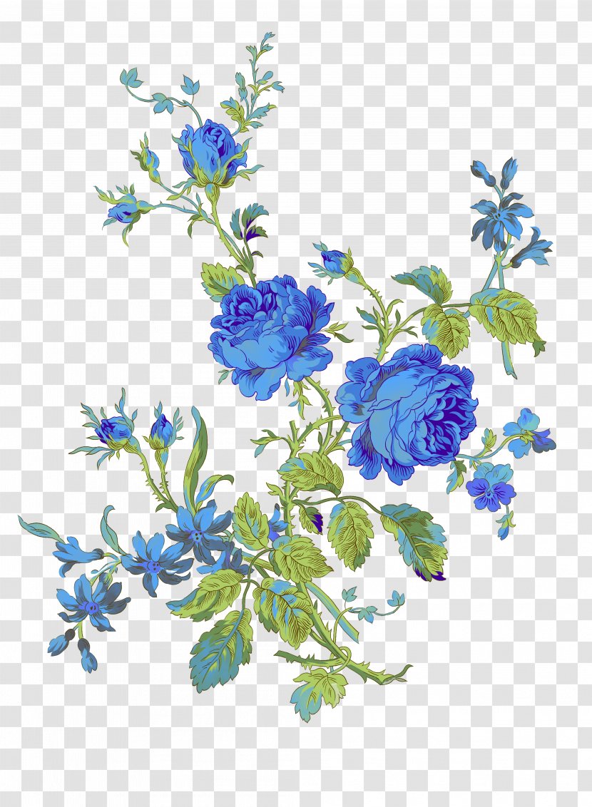 Flower Painting - Herbaceous Plant - Blue Transparent PNG