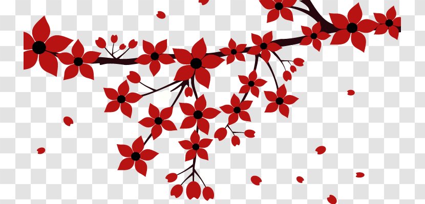 Flower Ornament Pattern - Cartoon - Pentagon Painted Red Floral Transparent PNG