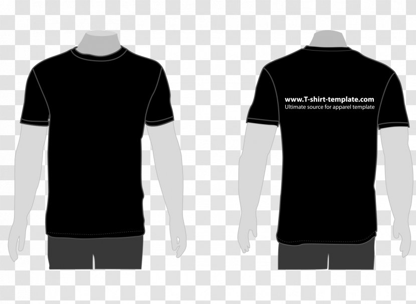 Printed T-shirt Polo Shirt - Sleeve - Black Vector Transparent PNG