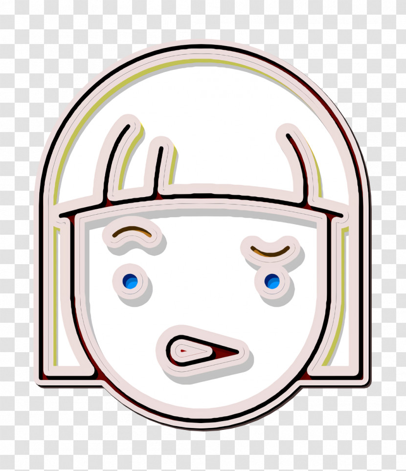 Girl Icon Linear Color Emoticons Icon Incomprehension Icon Transparent PNG