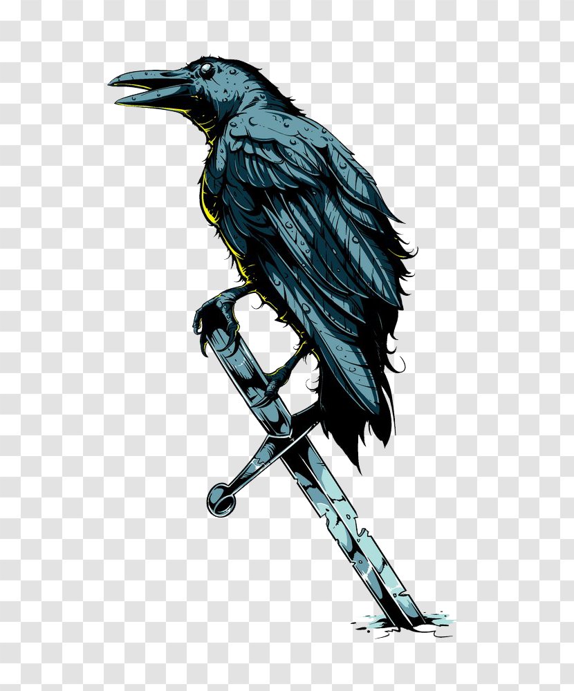 T-shirt Crows Poster Illustration - Crow On The Sword Transparent PNG