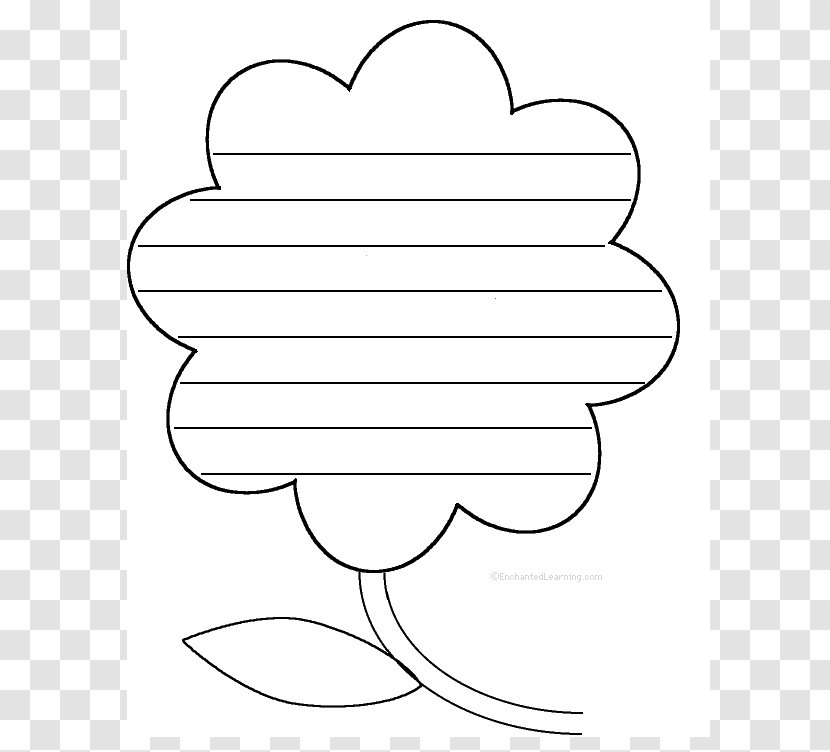 Line Art Coloring Book Black And White Clip - Hm - Blank Flower Template Transparent PNG