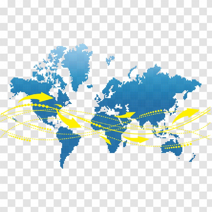 World Map Robinson Projection Continent - Vector And Arrows Transparent PNG