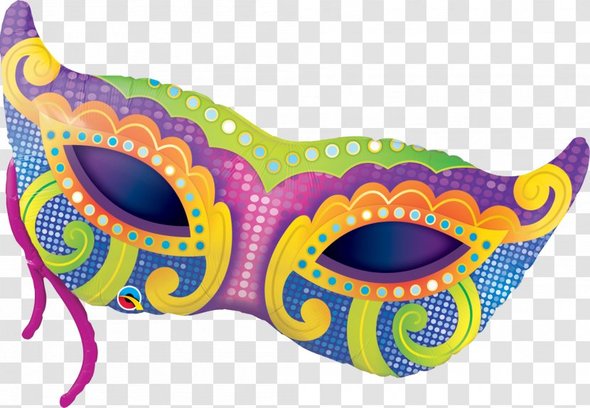Mardi Gras Mylar Balloon Mask Party - Ribbon - Carnival Transparent PNG