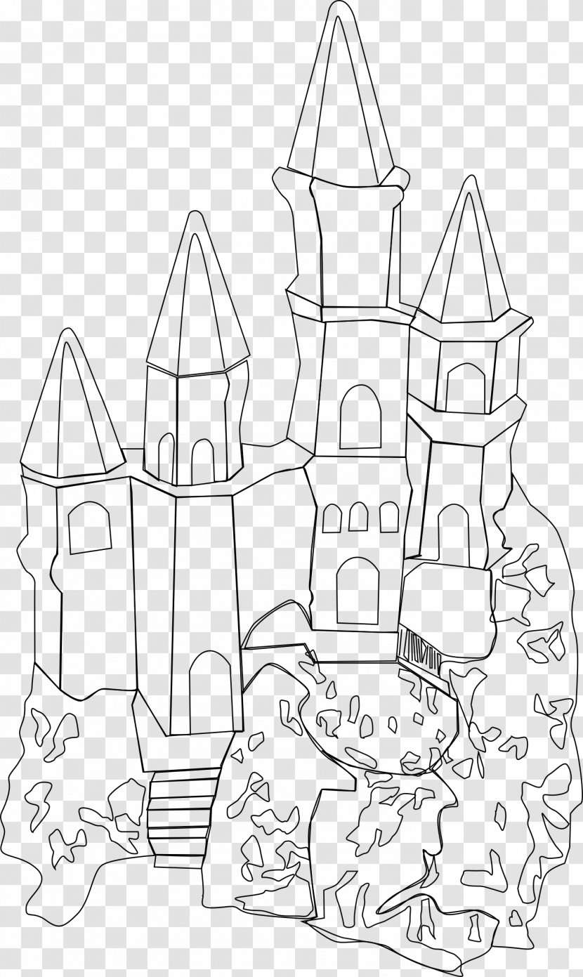 Castle Drawing Fortification Clip Art - Black And White Transparent PNG
