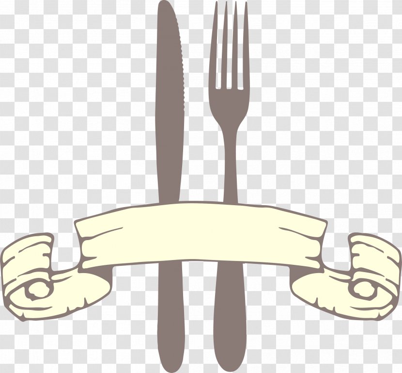 Fork Knife European Cuisine - Drawing - Yellow And Ribbon Transparent PNG