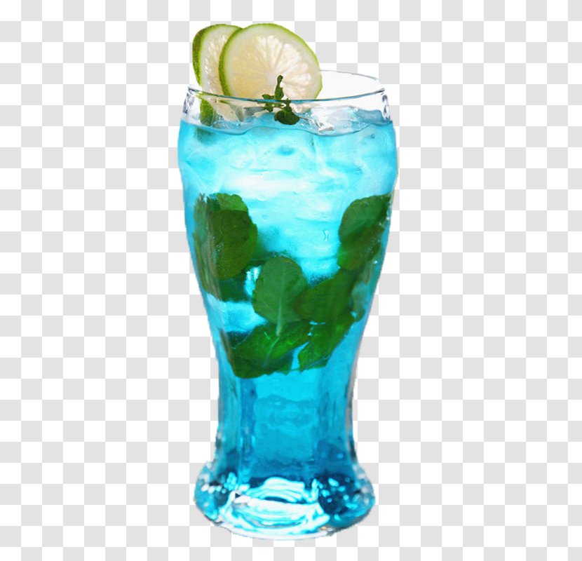 Blue Hawaii Rickey Mojito Cocktail Vodka Tonic - Drink - Lemon Mint Curacao Transparent PNG