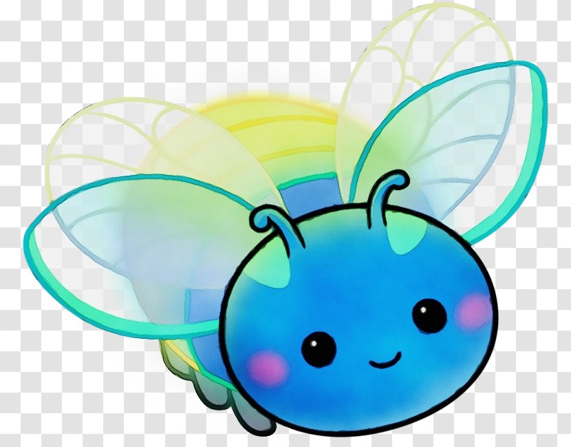 Watercolor Drawing - Fly Turquoise Transparent PNG