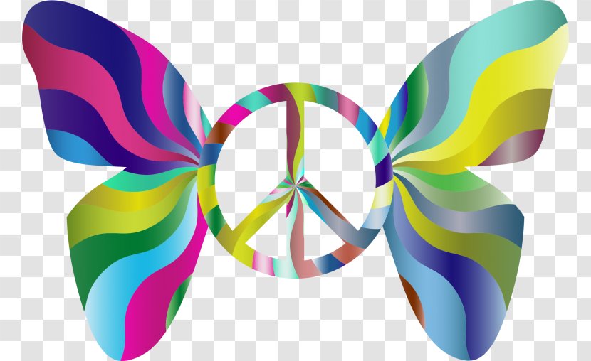 Butterfly Peace Symbols Clip Art - Psychedelic Transparent PNG