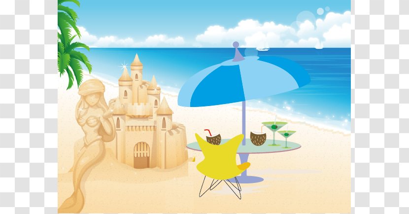Beach Cartoon Sea Illustration - Summer Background Transparent PNG