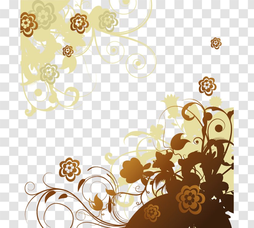Gold Wallpaper - Flower - Vector Golden Border Transparent PNG
