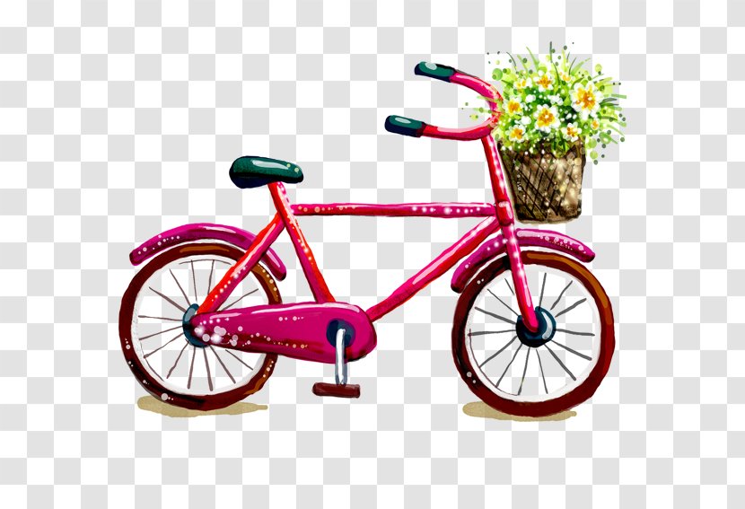Bicycle Pedal Wheel Road Saddle - Free Lovely Lady To Pull Material Transparent PNG
