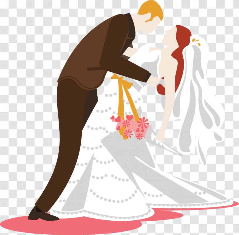 Wedding Couple Illustration - Watercolor - Vector Bride And Groom Transparent PNG