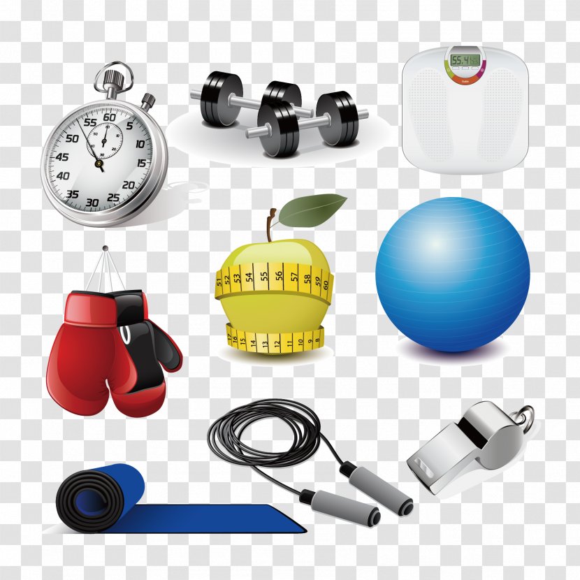 Exercise Equipment Physical Sports Dumbbell Clip Art - Fitness - Vector Supplies Transparent PNG