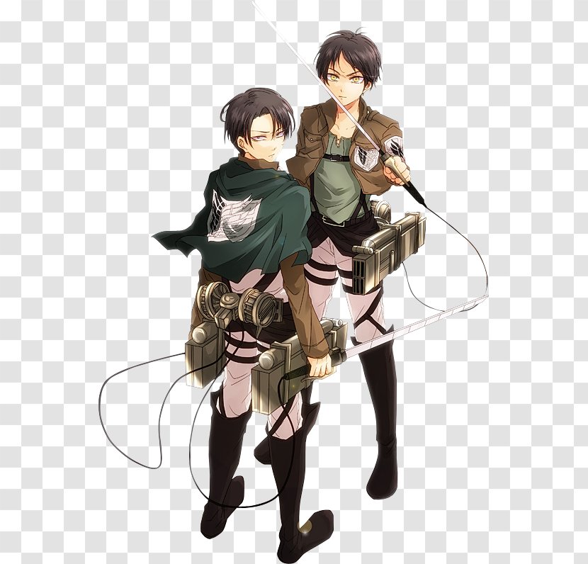 Eren Yeager Mikasa Ackerman Erwin Smith Levi Attack On Titan - Watercolor - Heart Transparent PNG