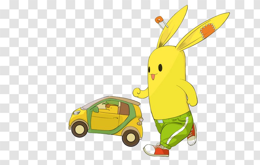 Rabbit Cartoon Illustration - Yellow - Cute Bunny Transparent PNG