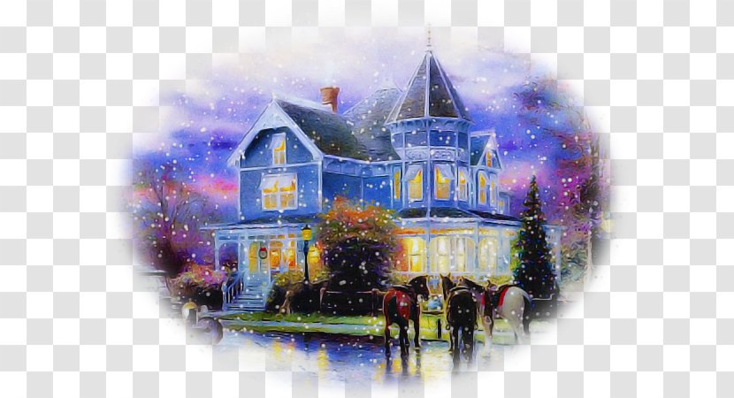 Watercolor Paint Painting House Home - Winter Visual Arts Transparent PNG