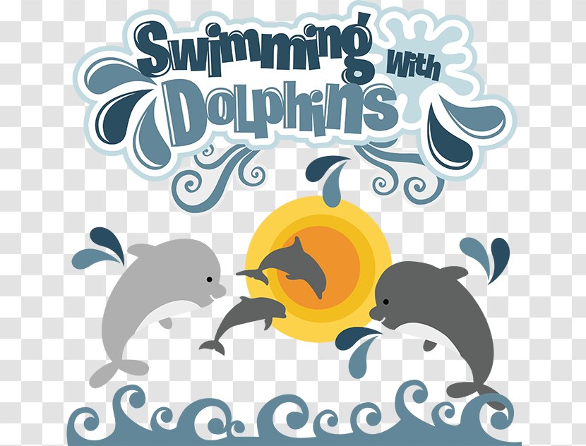 Dolphin Swimming Clip Art - Text - Cliparts Transparent PNG