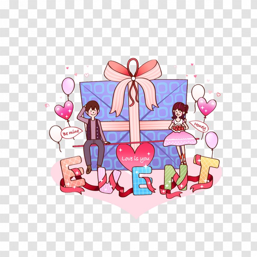 Valentines Day Cartoon - Pink - Valentine's Card Transparent PNG
