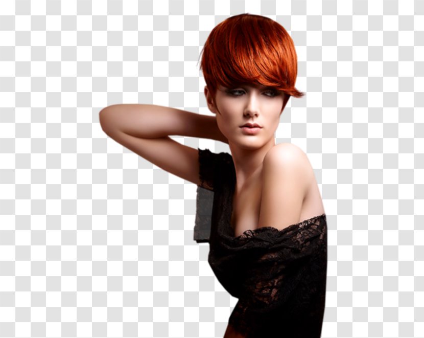 Bangs Hair Coloring Red Step Cutting Fashion Transparent PNG