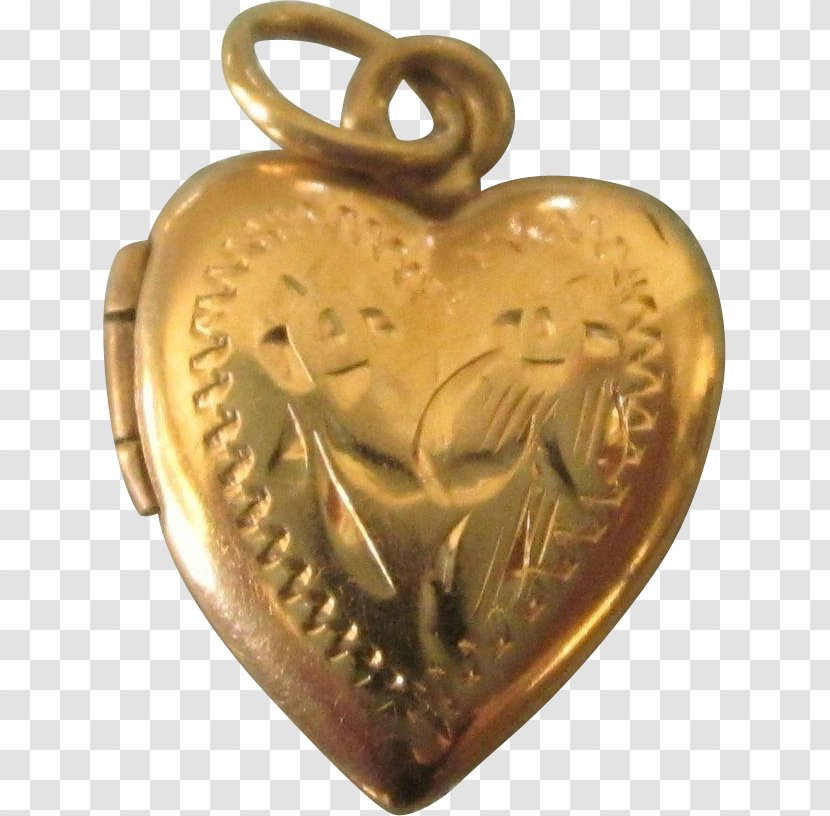 Bronze Brass Locket Heart 01504 - Pendant - Open Chain Transparent PNG