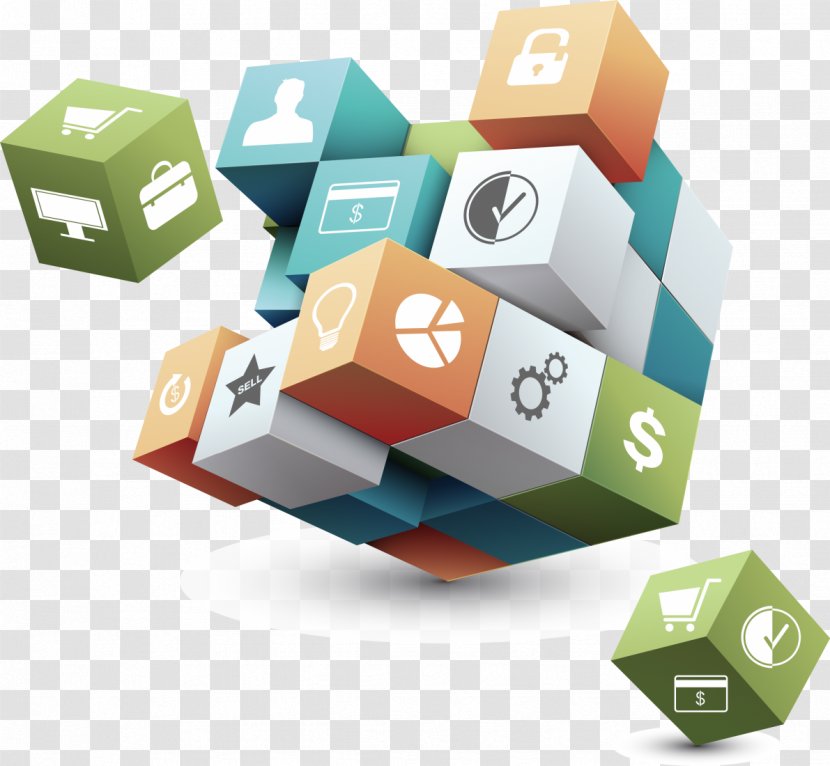 Digital Marketing Information Service Business - Presentation - Cubes Transparent PNG