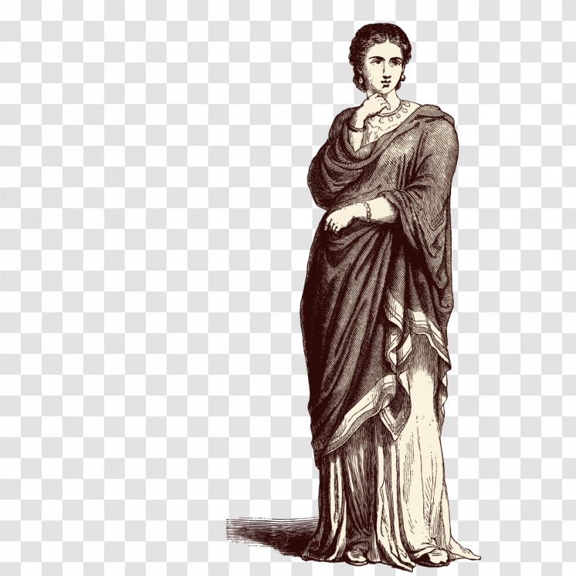 Ancient Rome Woman Drawing Clip Art - Fashion Illustration - Roman Transparent PNG