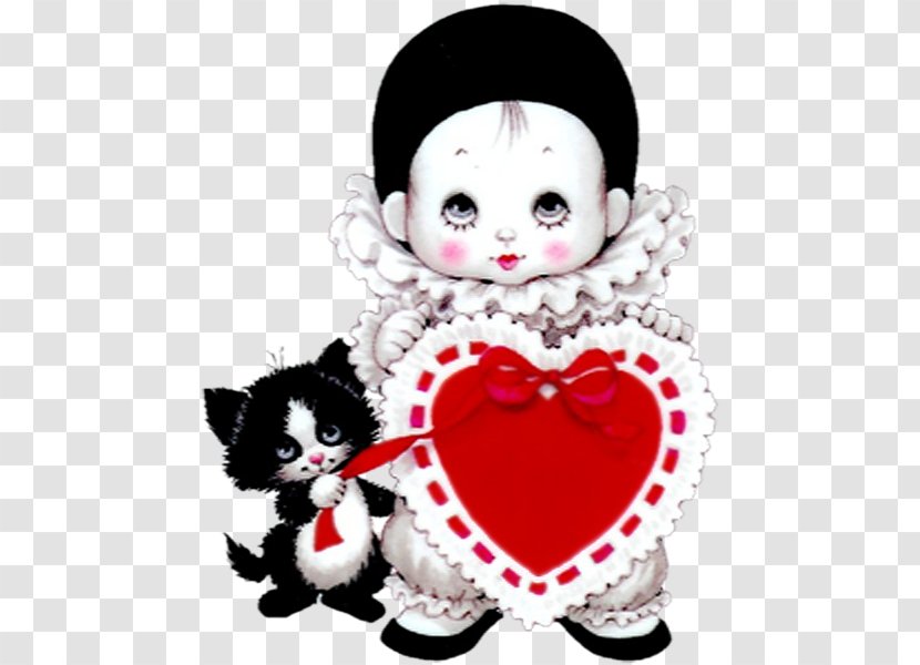 Pierrot Clip Art Cat Image - Heart - French Clown Transparent PNG