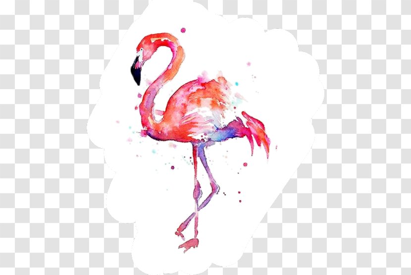 T-shirt Flamingo Watercolor Painting Art - Printing Transparent PNG