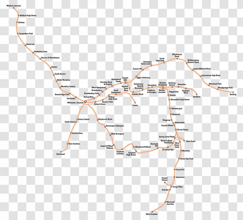 Line Point Map Angle London Overground - Area Transparent PNG