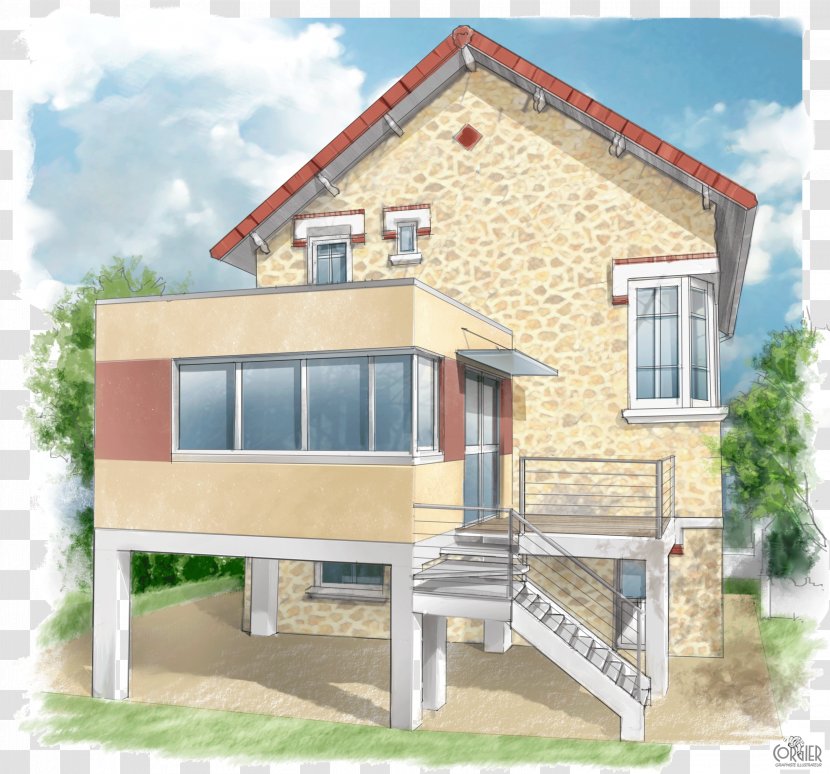 Facade Architecture Villa Siding Croquis - Color - Corgi Transparent PNG