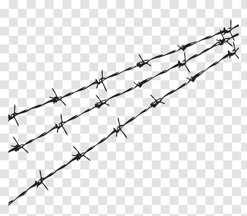 Barbed Wire Fence Black And White Monochrome - Home Fencing - Barbwire Transparent PNG