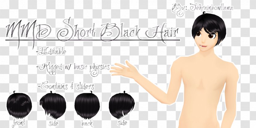 Black Hair Hairstyle MikuMikuDance Male - Watercolor - Salon Transparent PNG
