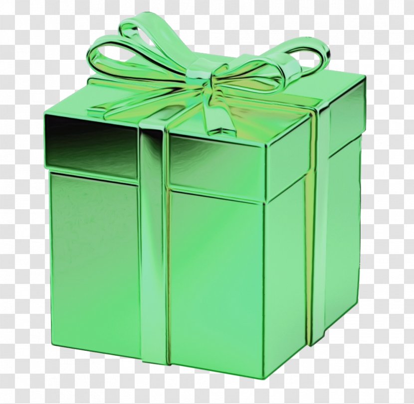 Green Present Turquoise Ribbon Gift Wrapping - Paint - Shipping Box Rectangle Transparent PNG