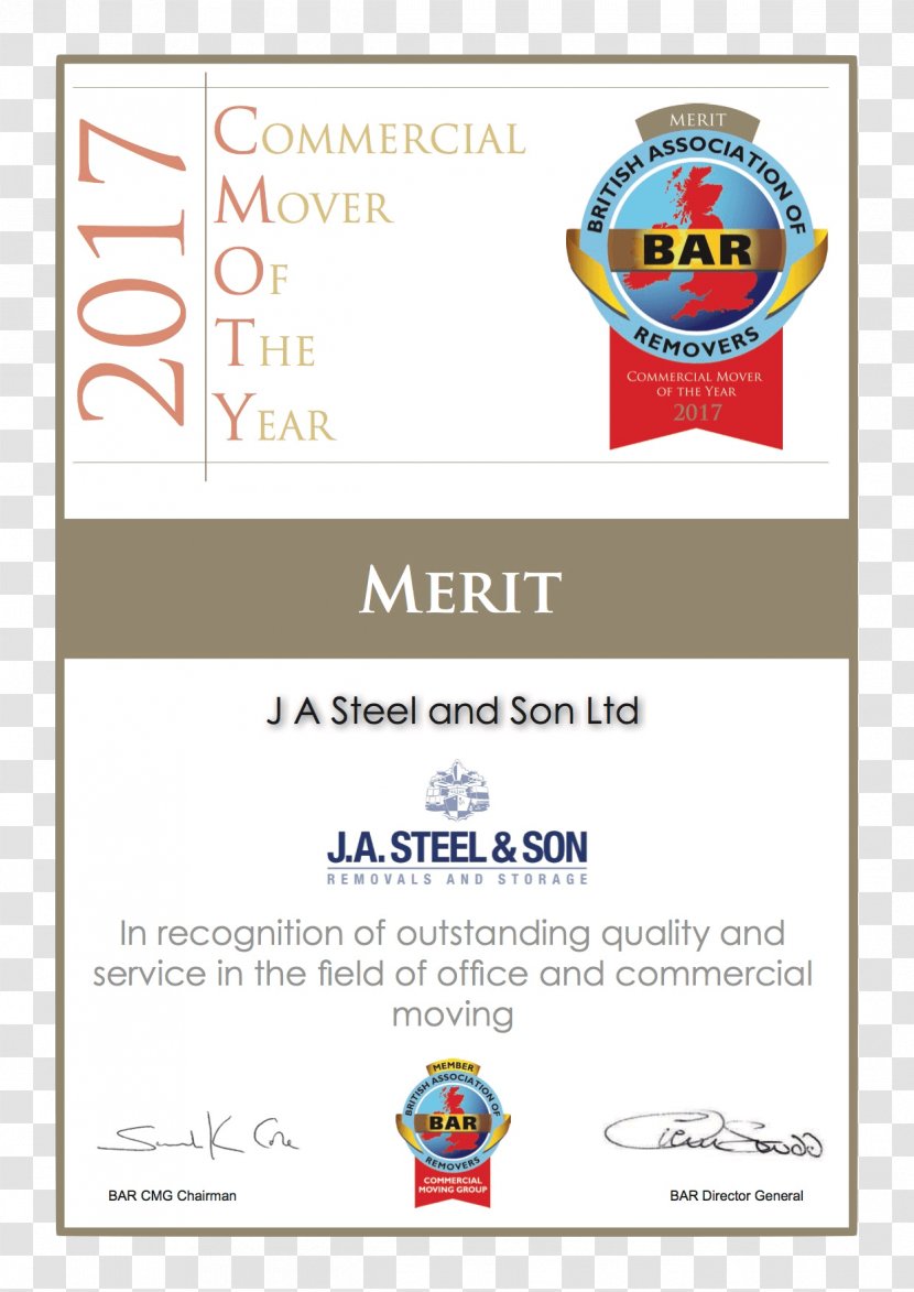 Logo Font Brand Line British Association Of Removers - Certificate Merit Transparent PNG