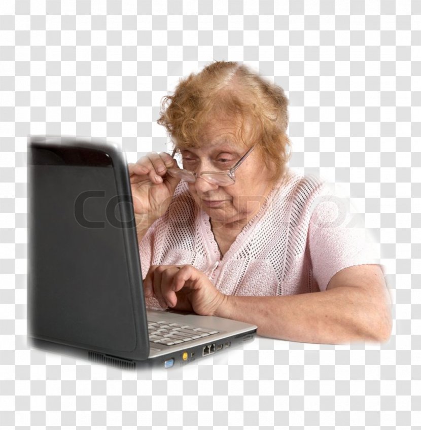 Stock Photography Old Age Woman Laptop Glasses Transparent PNG