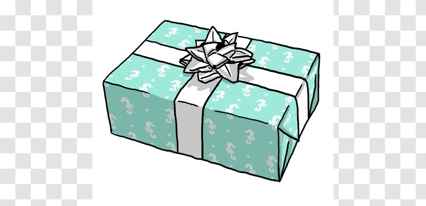 Paper Box Green Gift Wrapping - Mint Seahorse Cliparts Transparent PNG