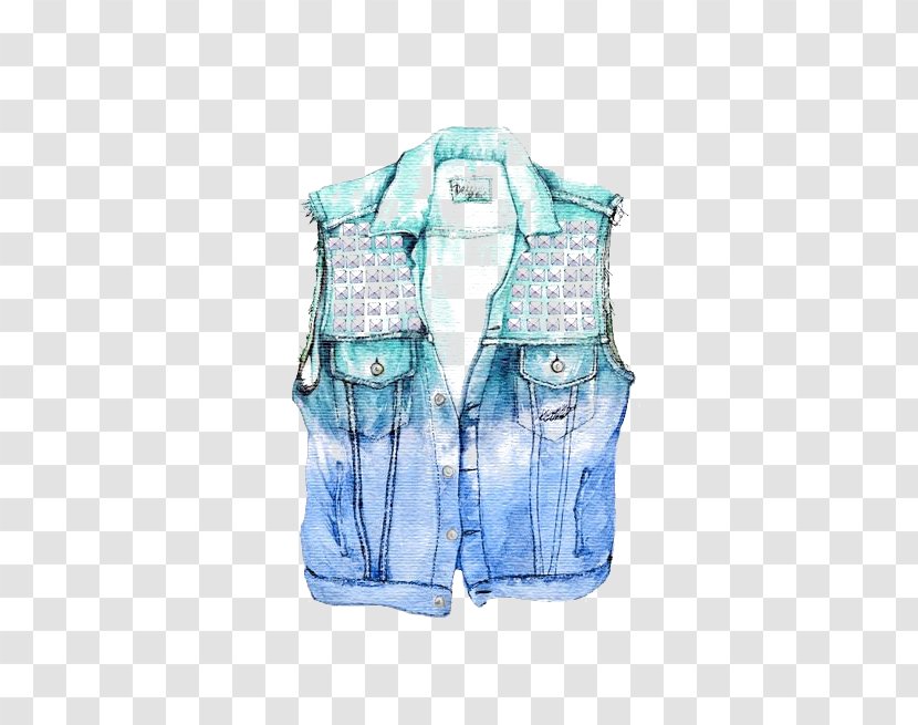 Drawing Denim Clothing Jacket Illustration - Pocket - Vest Transparent PNG