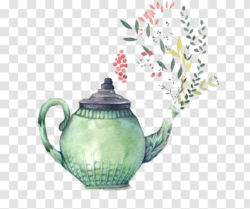Teapot Watercolor Painting Bridal Shower Teacup - Pitcher - Hand Painted Transparent PNG