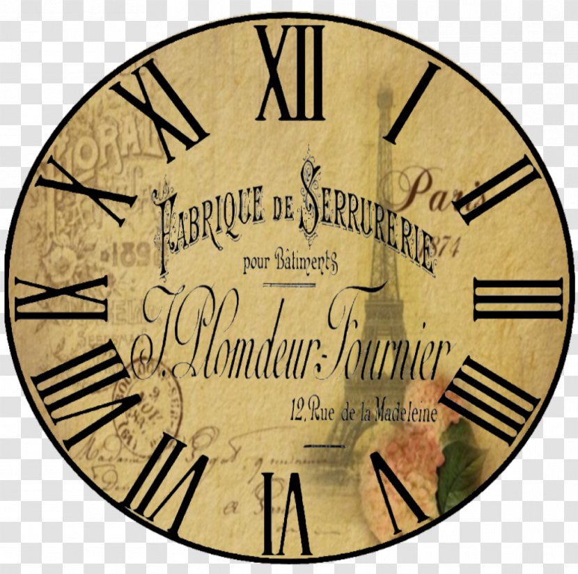 Paper Clock Face Watch Decoupage - Antique Transparent PNG