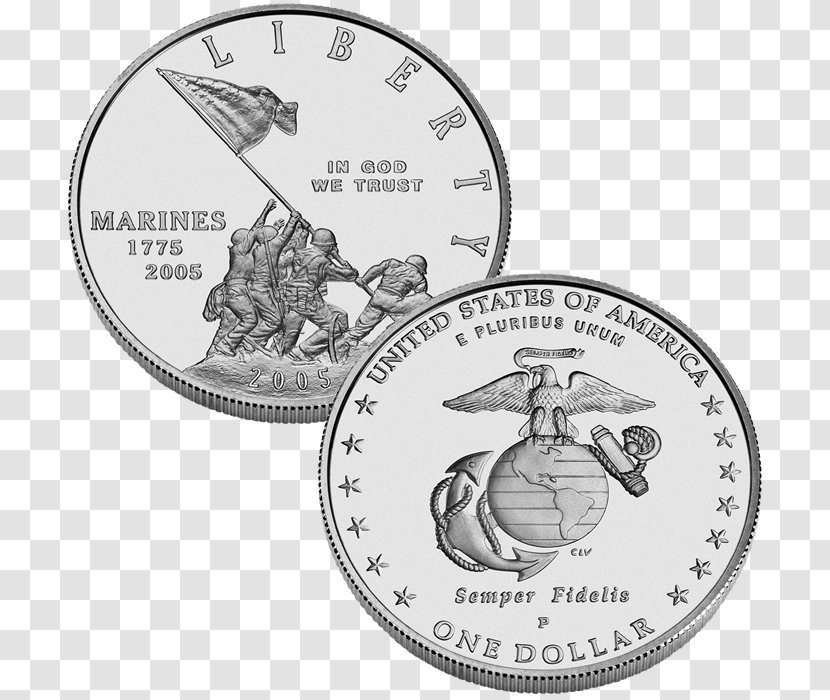 Marine Corps War Memorial Commemorative Coin 230th Anniversary Silver Dollar United States Transparent PNG