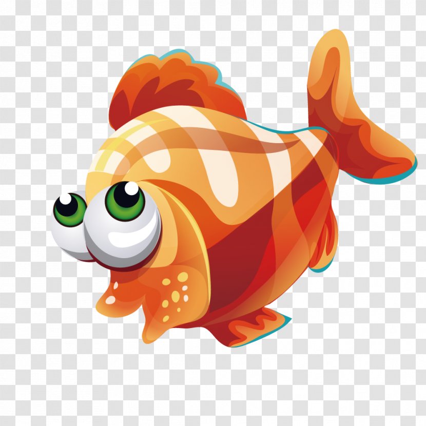 Fish Euclidean Vector Clip Art - Amber - Orange With Big Eyes Transparent PNG