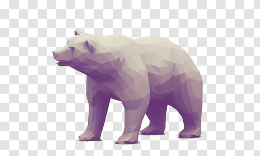 Low Poly 3D Computer Graphics Art Illustration - Heart - Polar Bear Animal Irregular Purple Transparent PNG