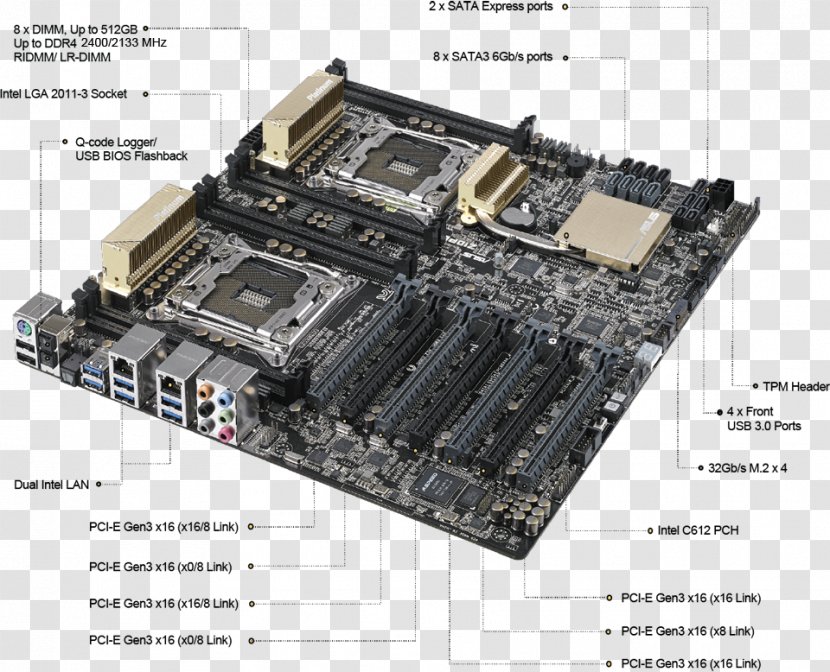 Intel CPU Socket Xeon LGA 2011 ASUS - Motherboard - Processor Transparent PNG