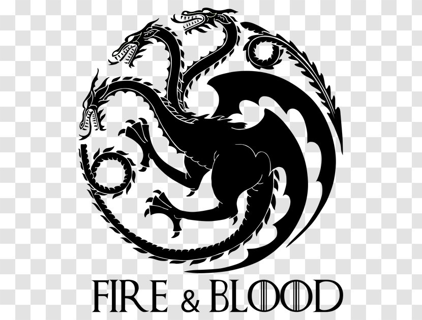 Daenerys Targaryen House Sticker Decal Fire And Blood - Black White - Iron Throne Transparent PNG