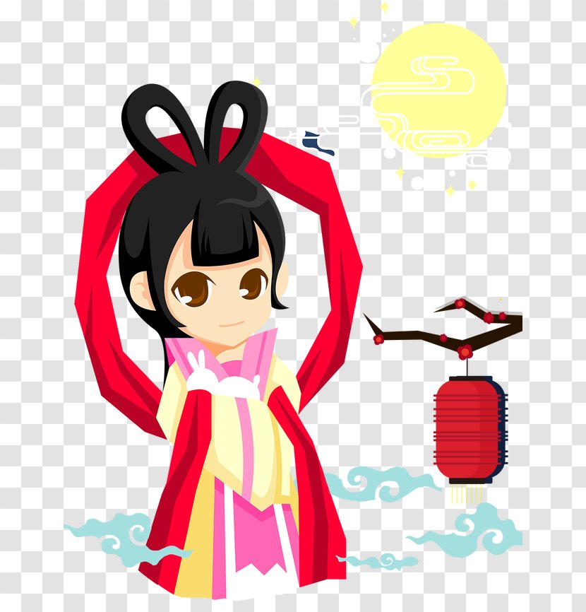 Mid-Autumn Festival Mooncake Chang'e Moon Rabbit - Silhouette - Mid Background Transparent PNG