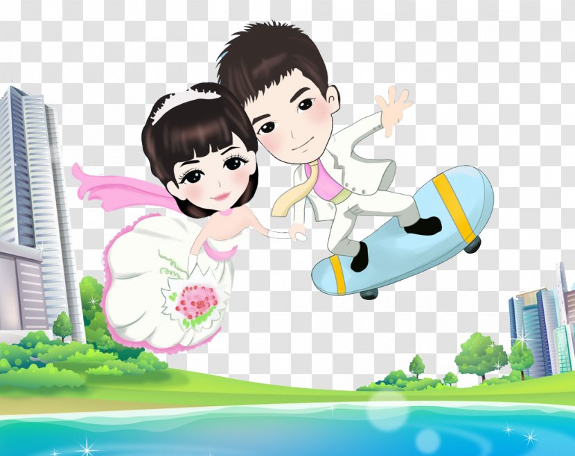 Bridegroom Marriage - Recreation - Flying Bride And Groom Transparent PNG