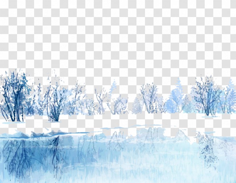 Cartoon Drawing Landscape - Blue - Forest Lake Transparent PNG