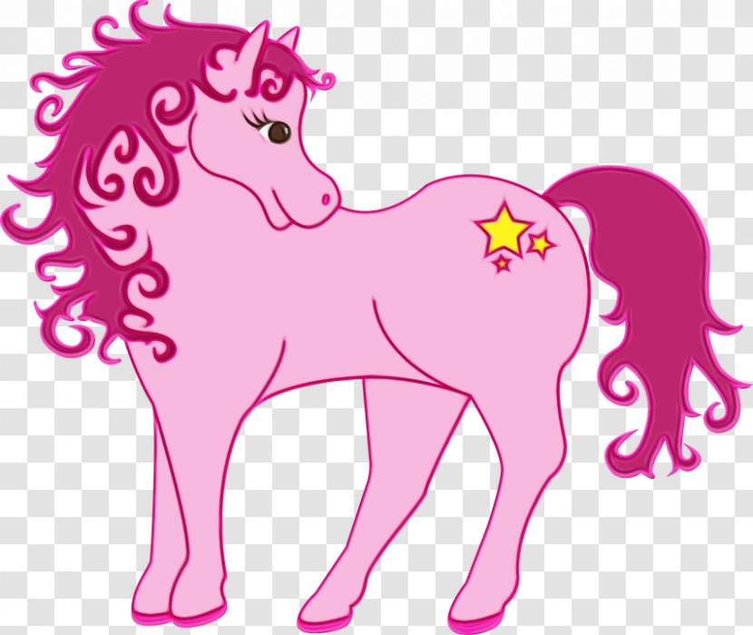 Animal Figure Pink Mane Horse Pony - Sticker Fictional Character Transparent PNG
